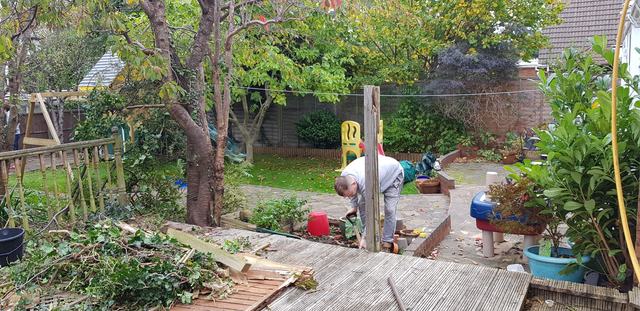 Closeboard fence going in at the bottom of a Halesowen garden