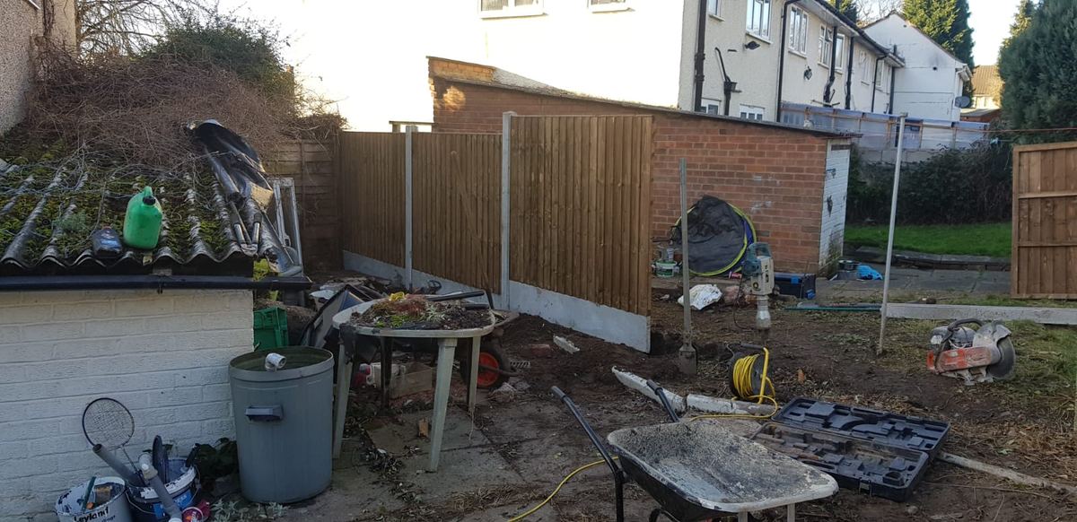 Closeboard fencing being fitted in a Harborne garden, photo 3
