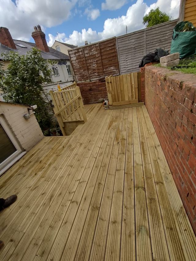 Timber decking with steps in Stourport-on-Severn